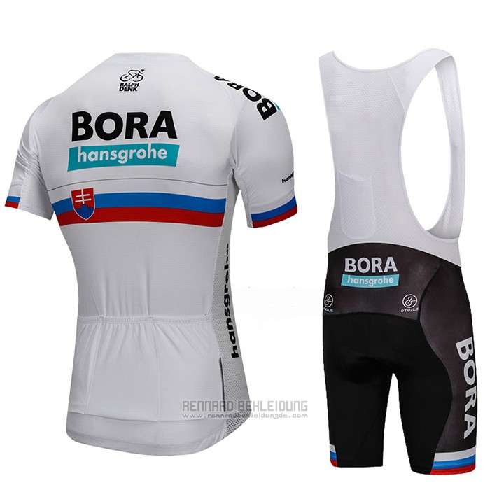 2018 Fahrradbekleidung Bora Champion Slowakische Republik Wei Trikot Kurzarm und Tragerhose